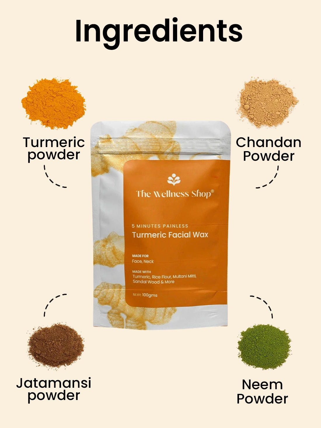 Turmeric Facial Wax - 5 Minutes Painless Herbal Wax Powder