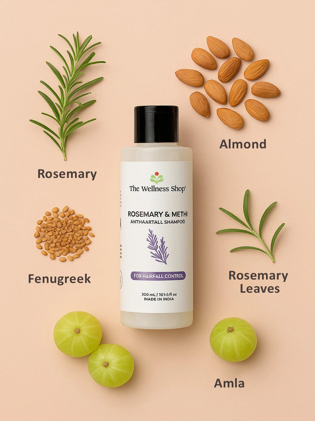 ROSEMARY & METHI ANTI HAIRFALL SHAMPOO - HAIR FALL & THINNING, SLOW HAIR GROWTH, DULLNESS & LACK of SHINE
