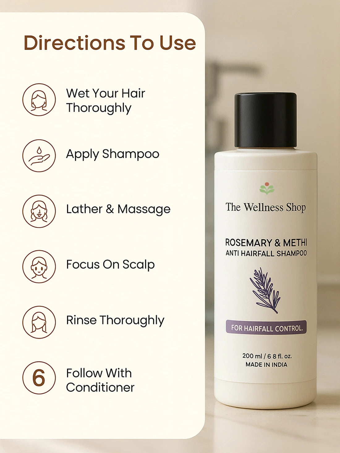 ROSEMARY & METHI ANTI HAIRFALL SHAMPOO - HAIR FALL & THINNING, SLOW HAIR GROWTH, DULLNESS & LACK of SHINE
