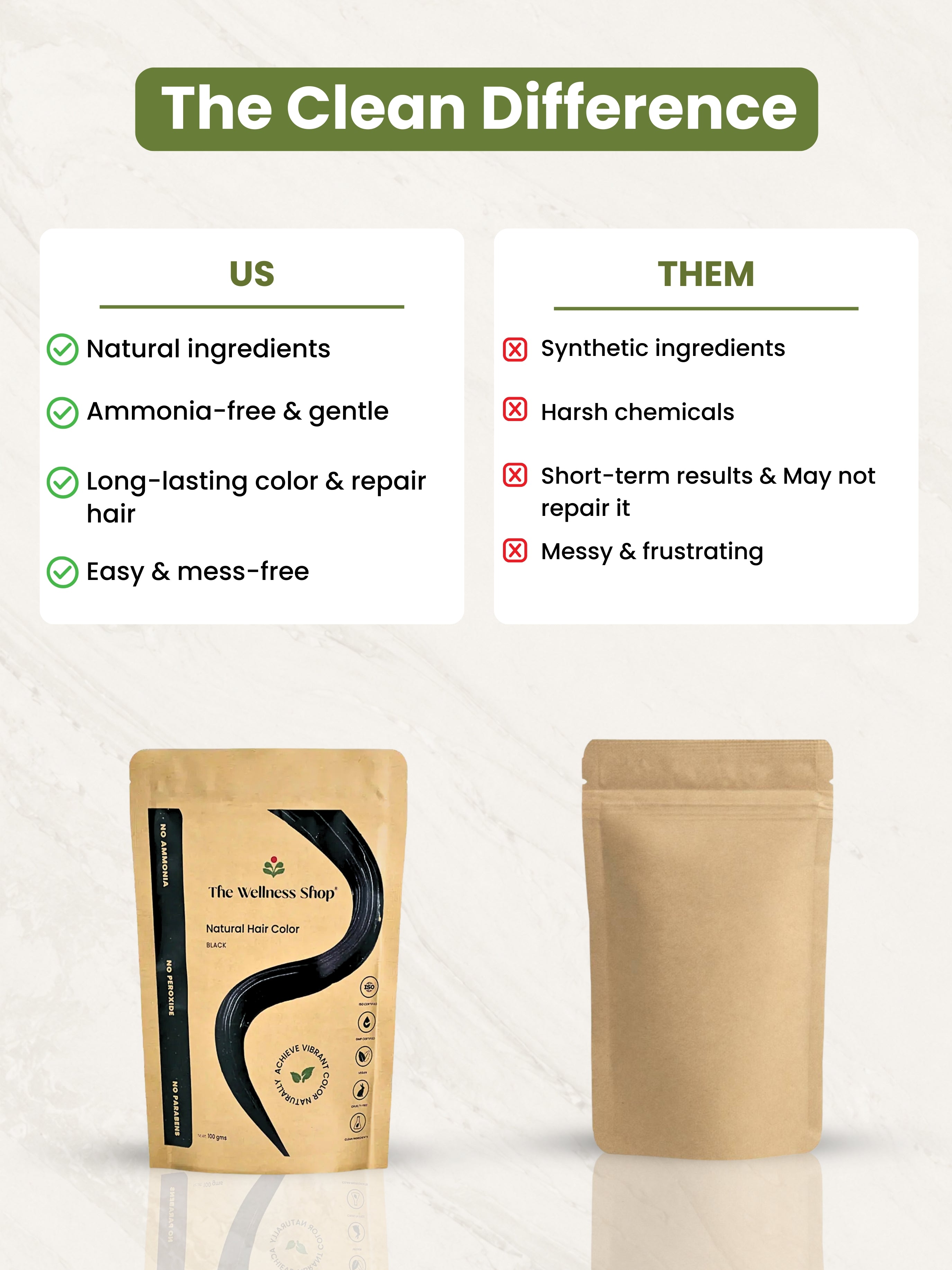 Natural Black Hair Colour - 100gm (No Ammonia, Premium Quality, Lasts 3 Weeks)