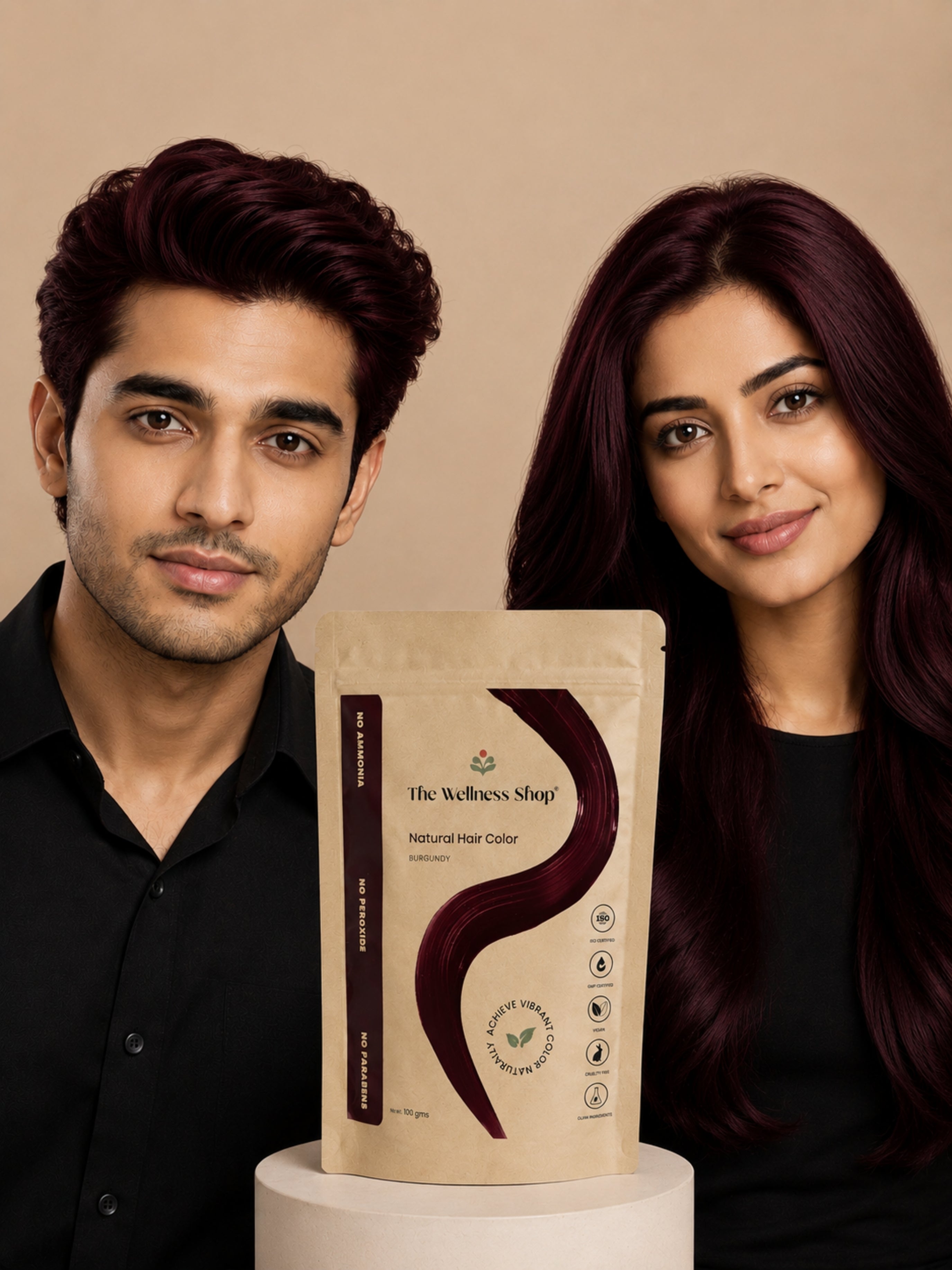 Natural Burgundy Hair Colour - 100gm(No Ammonia, Premium Quality, Lasts 3 Weeks)