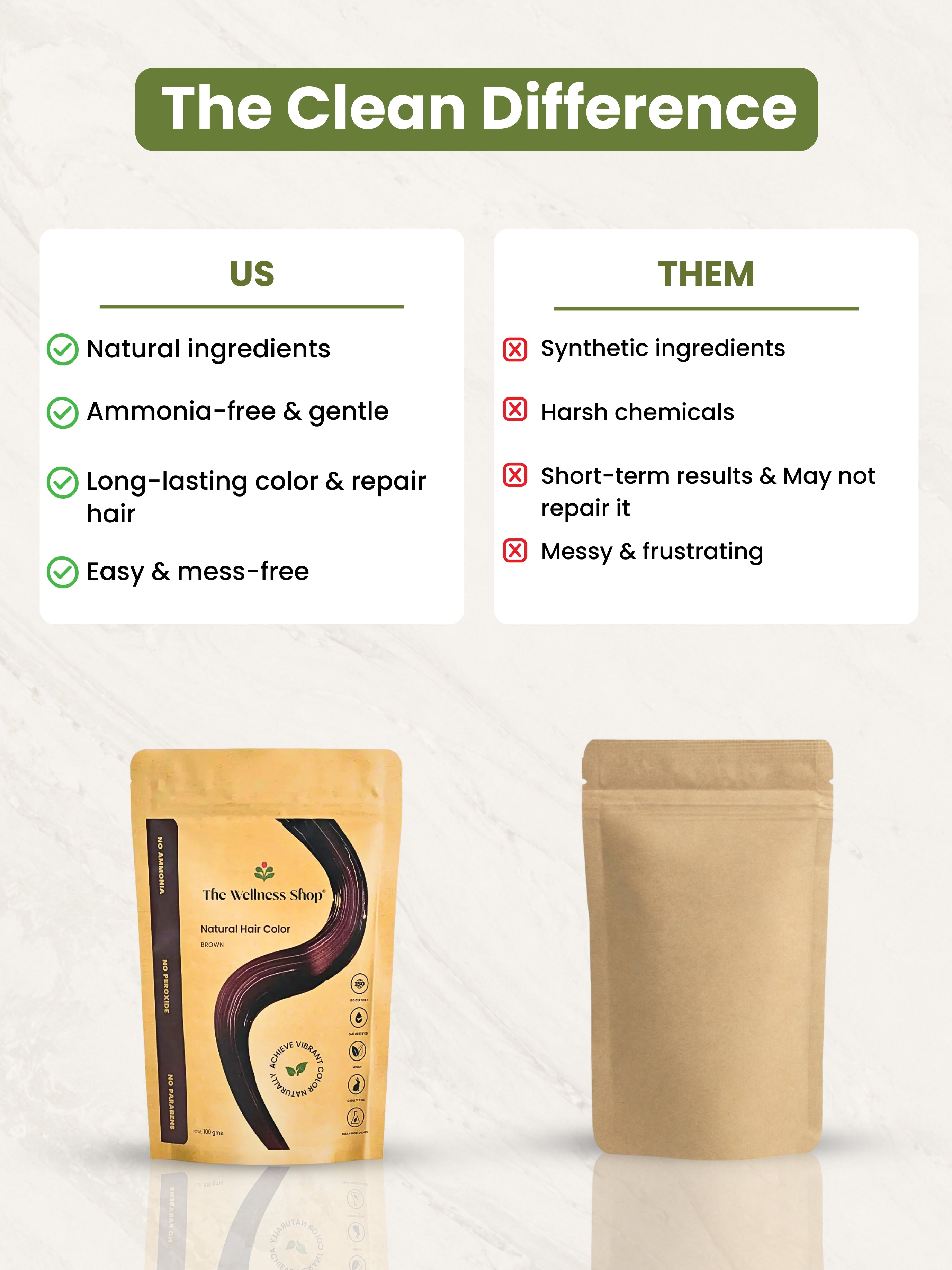 Natural Brown Hair Colour - 100gm(No Ammonia, Premium Quality, Lasts 3 Weeks)