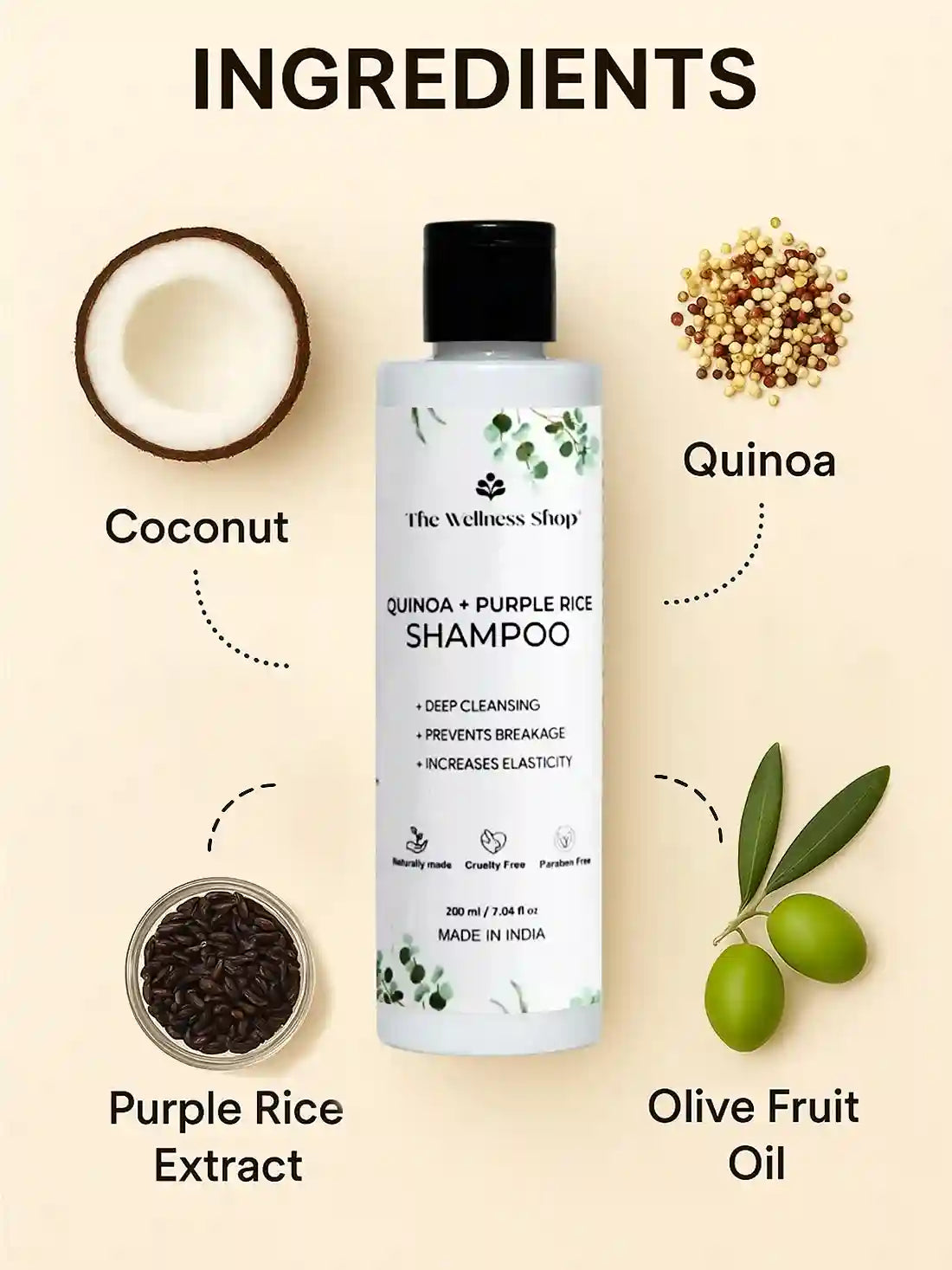 Quinoa And Purple Rice Shampoo For Deep Cleansing & Strength (No Paraben, No Sulphate)