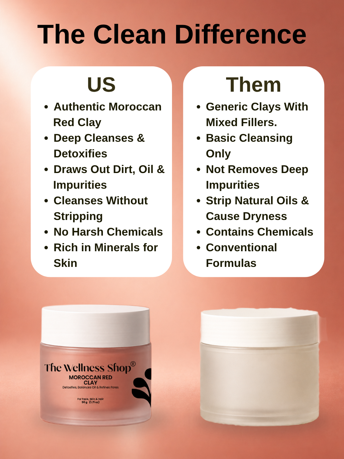 The Wellness Shop Moroccan Rhassoul Red Clay for Deep Detox & Skin Renewal