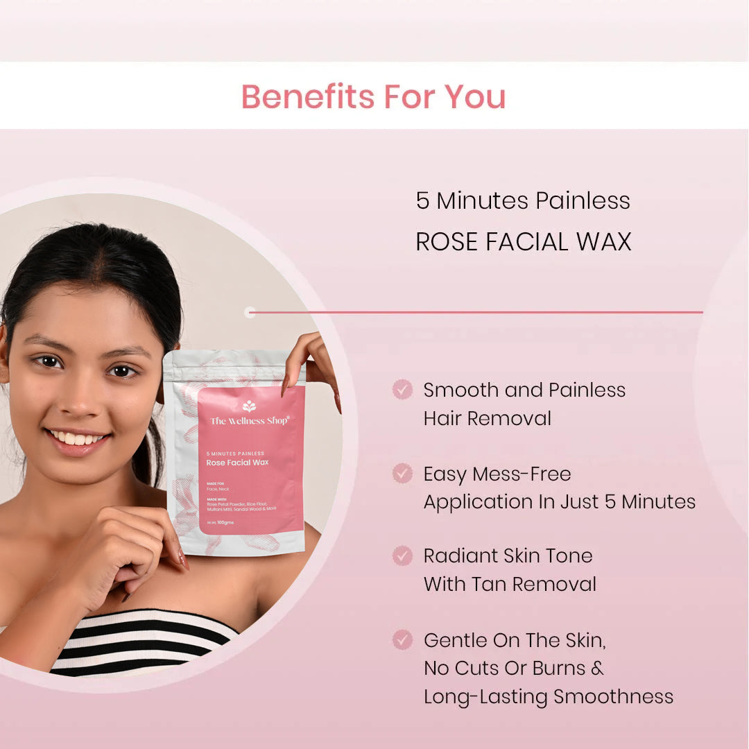 Rose Facial Wax Powder - 5 Minute Painless Herbal Wax Powder