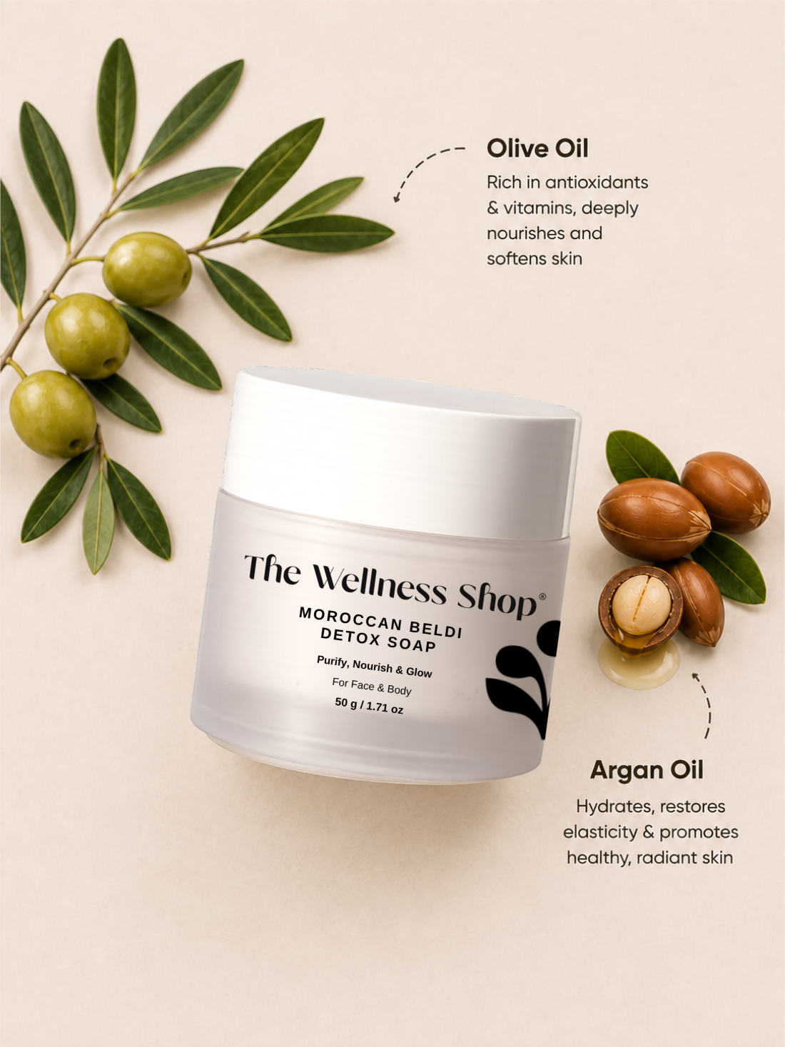 The Wellness Shop Moroccan Beldi Detox Soap for Advanced Skin Renewal & Radiance