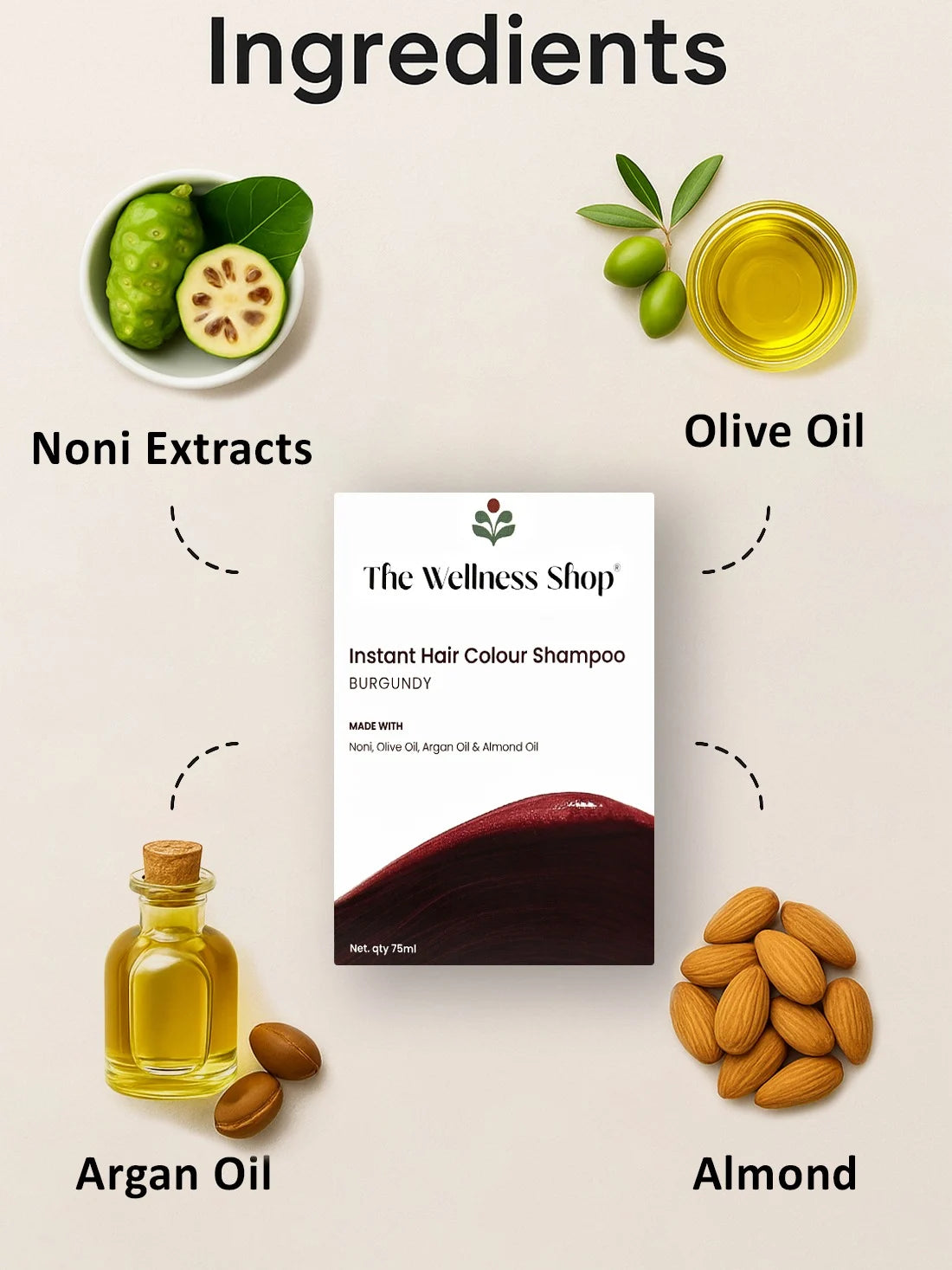 Instant Burgundy Hair Colouring Shampoo + Conditioner (No Paraben , No Ammonia , Lasts 3-4 Weeks)