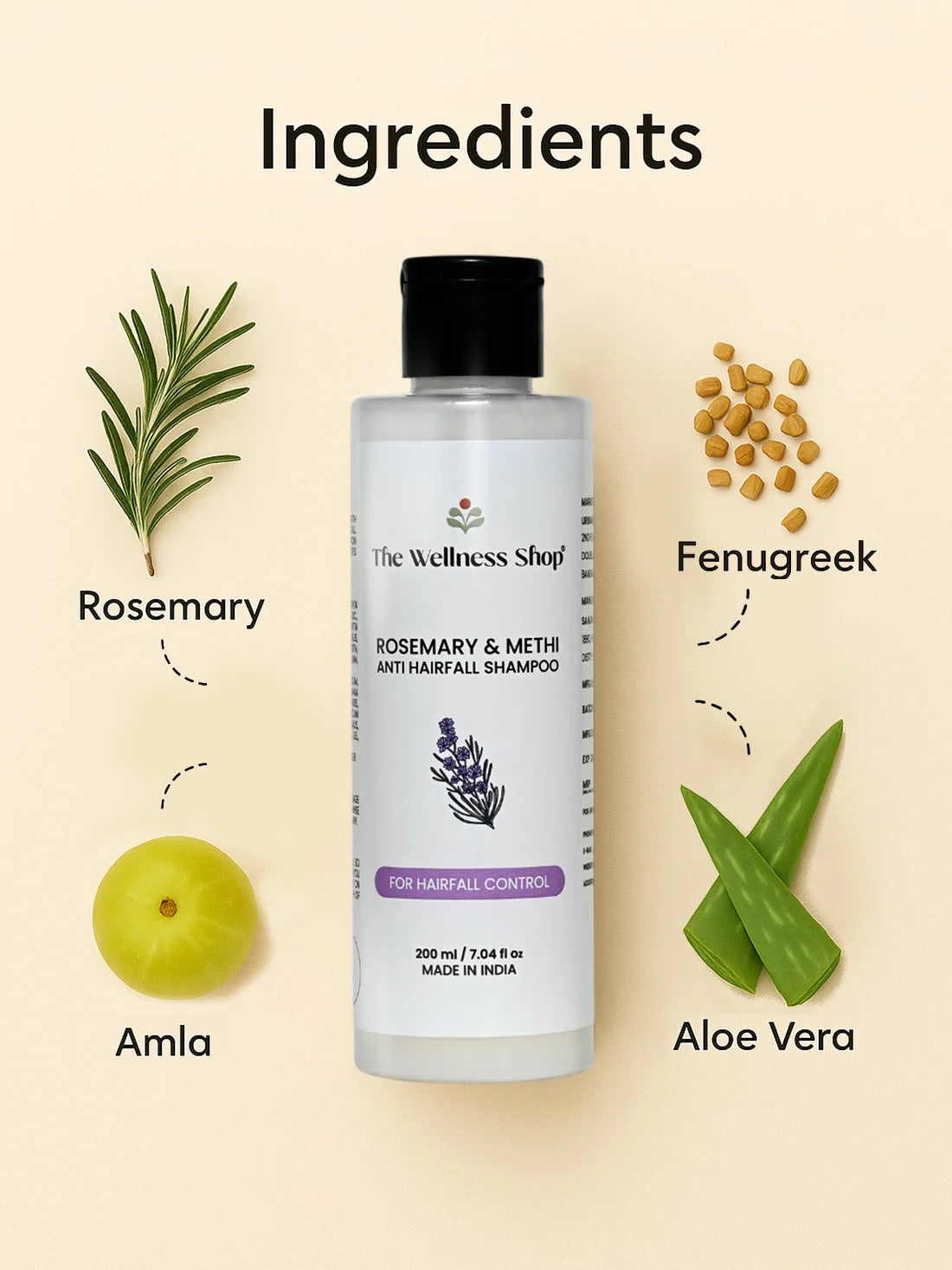 ROSEMARY & METHI ANTI HAIRFALL SHAMPOO - HAIR FALL & THINNING, SLOW HAIR GROWTH, DULLNESS & LACK of SHINE