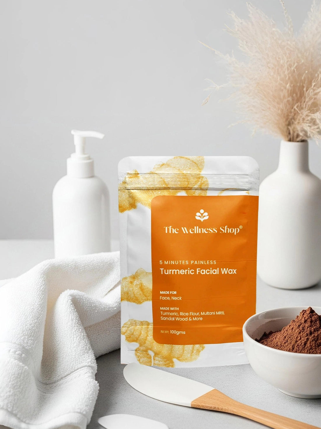 Turmeric Facial Wax+ Bikini Wax Powder+ Chocolate Hair Removal Powder + 4% Aha Bha Underarm Roll On