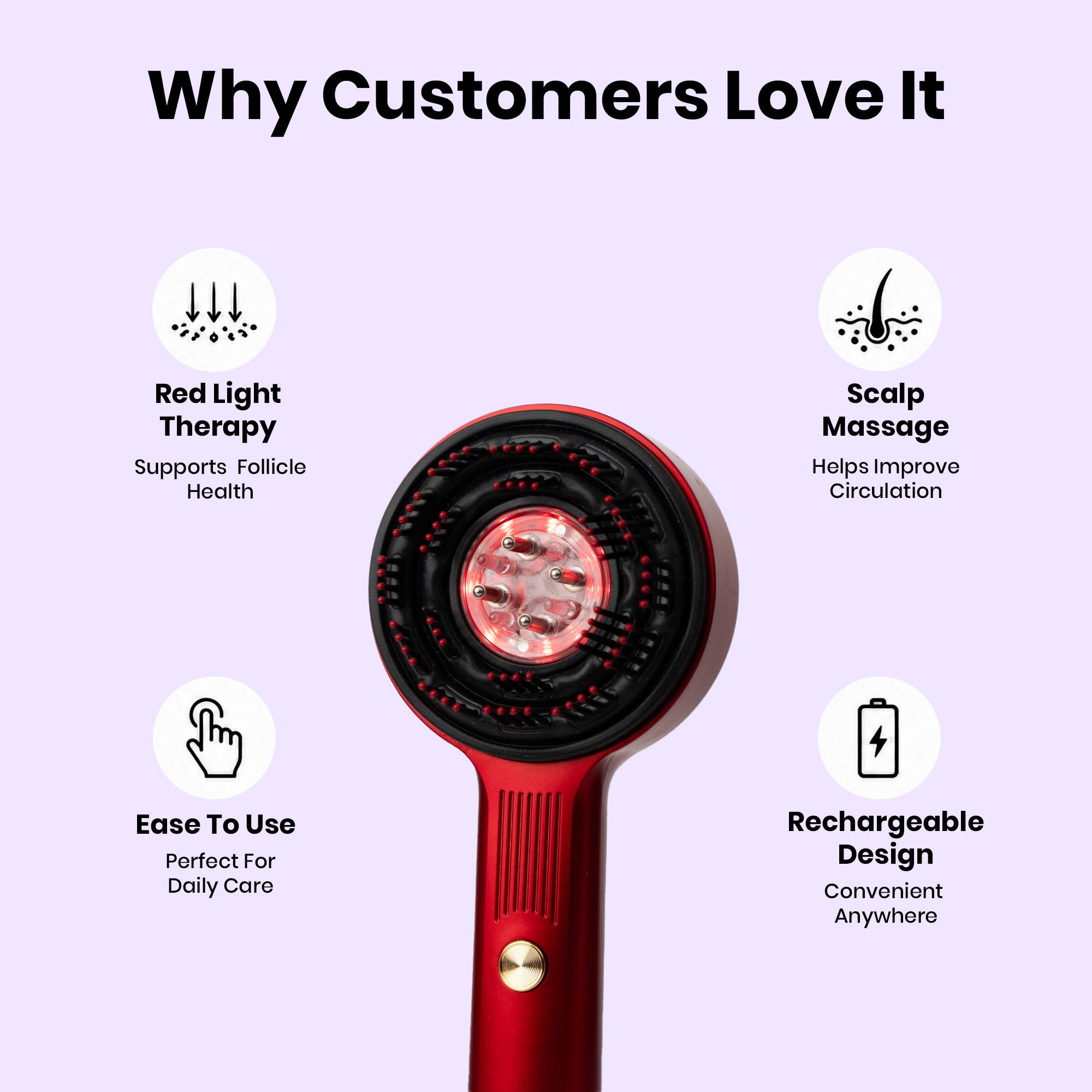 Red Light Therapy Scalp Massager