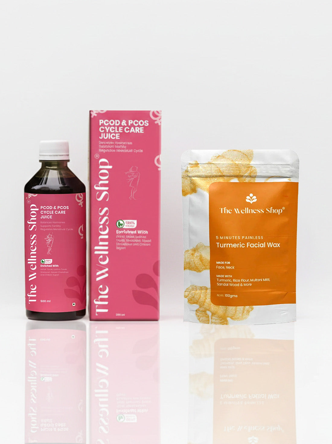 PCOS PCOD Reset Kit ( PCOS & PCOD Cycle Care Juice , Turmeric Facial Wax Powder)