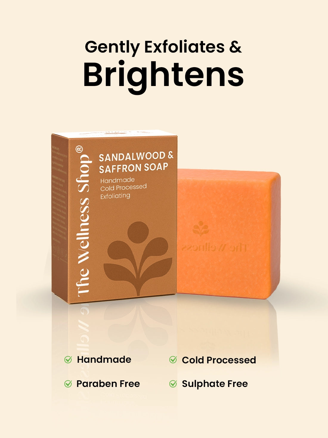 Sandalwood &amp; Saffron Brightening Handmade Soap - (No Sulphate, No Paraben)