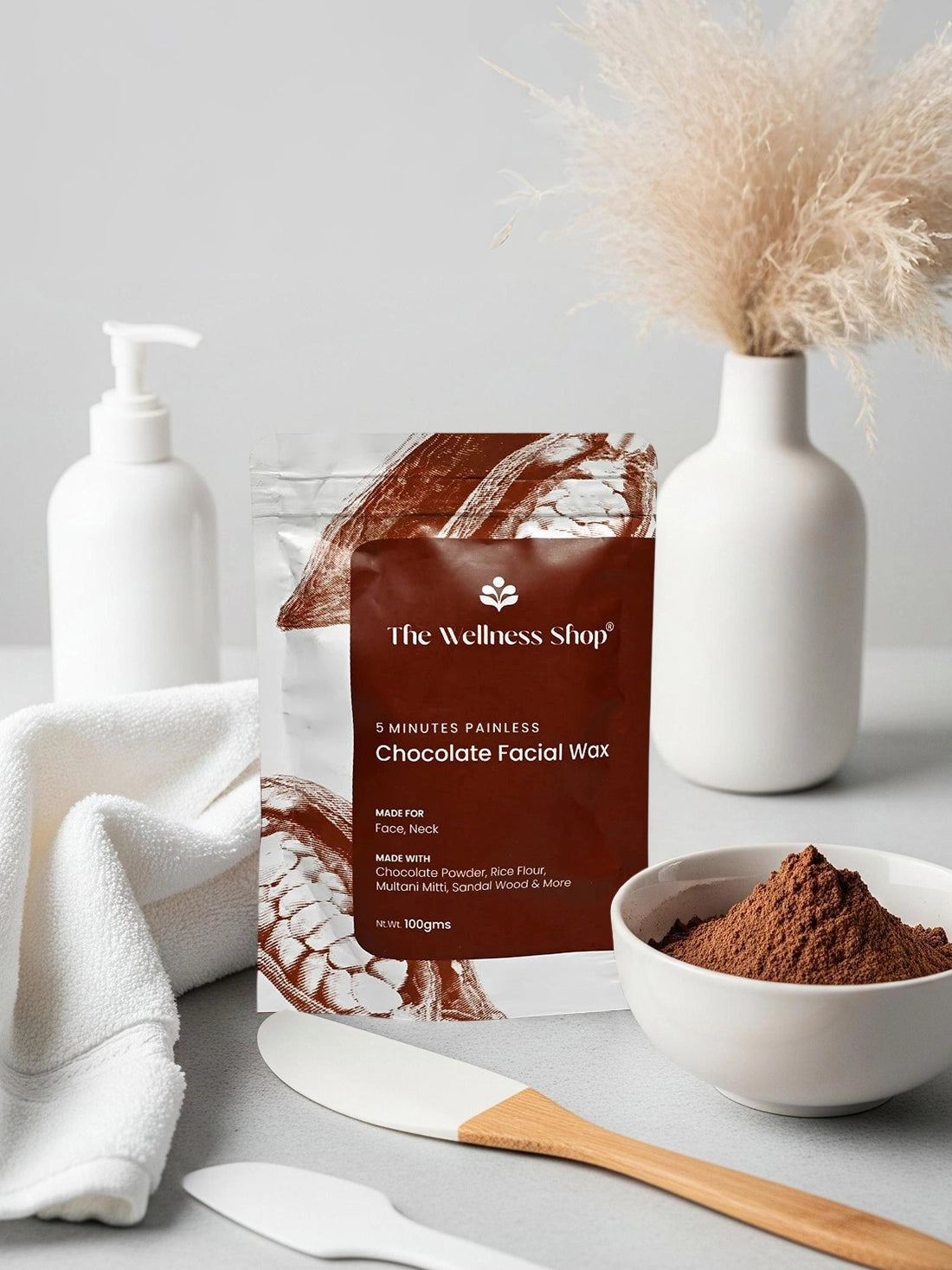 Chocolate Facial Wax Powder - 5 Minute Painless Herbal Wax Powder