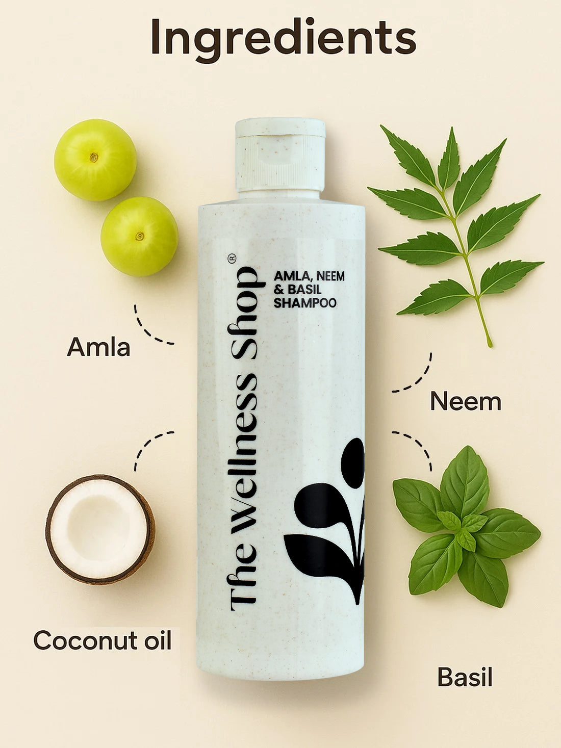 Amla, Neem And Basil Shampoo For Dandruff &amp; Hair Fall Control (No Paraben, No Sulphate)