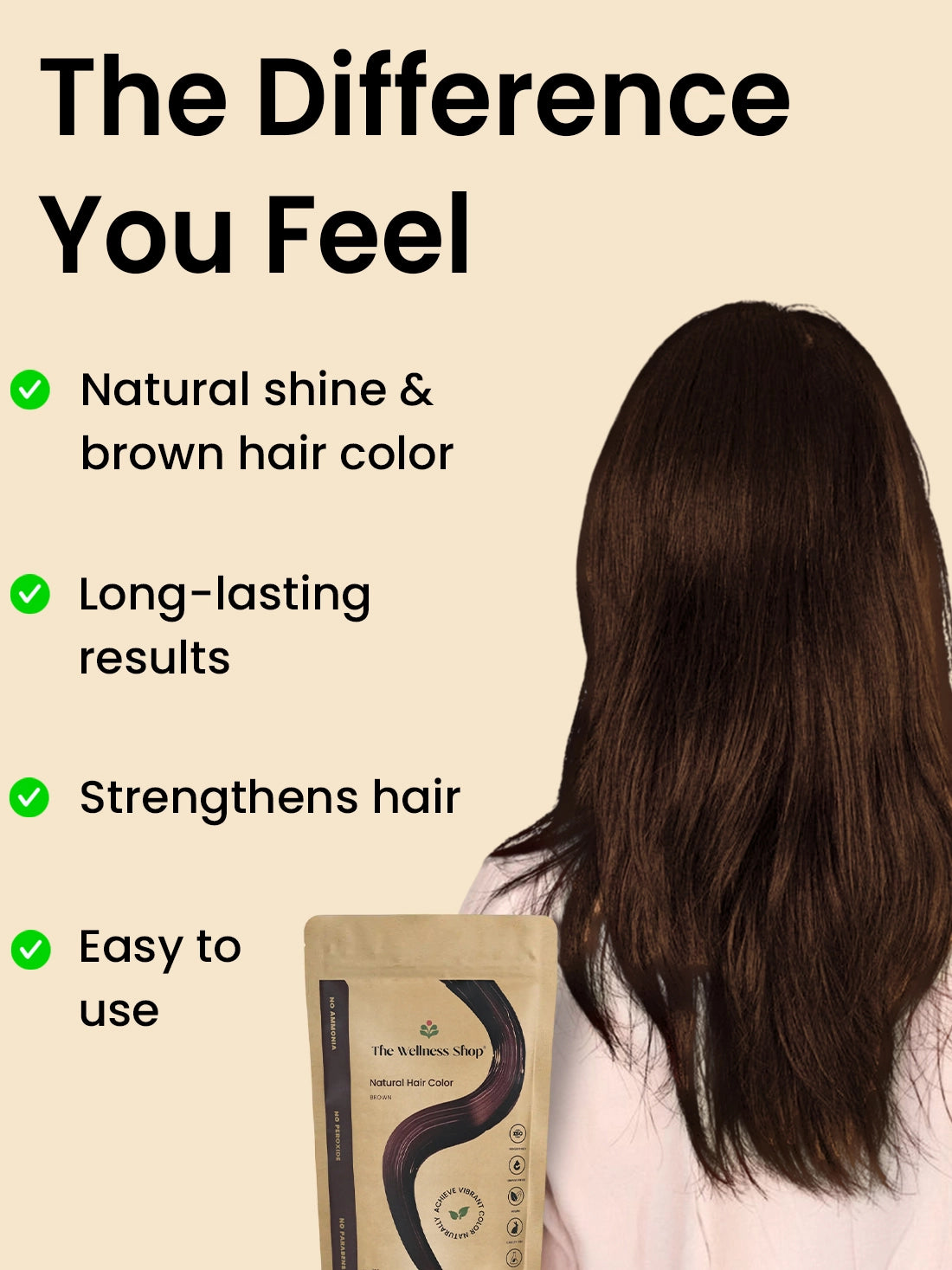Natural Brown Hair Colour (No Ammonia, Premium Quality, Lasts 3 Weeks)