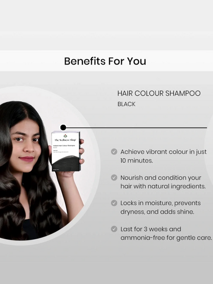 INSTANT BLACK HAIR COLORING SHAMPOO + CONDITIONER (NO PARABEN , NO AMMONIA , LASTS 3-4 WEEKS)