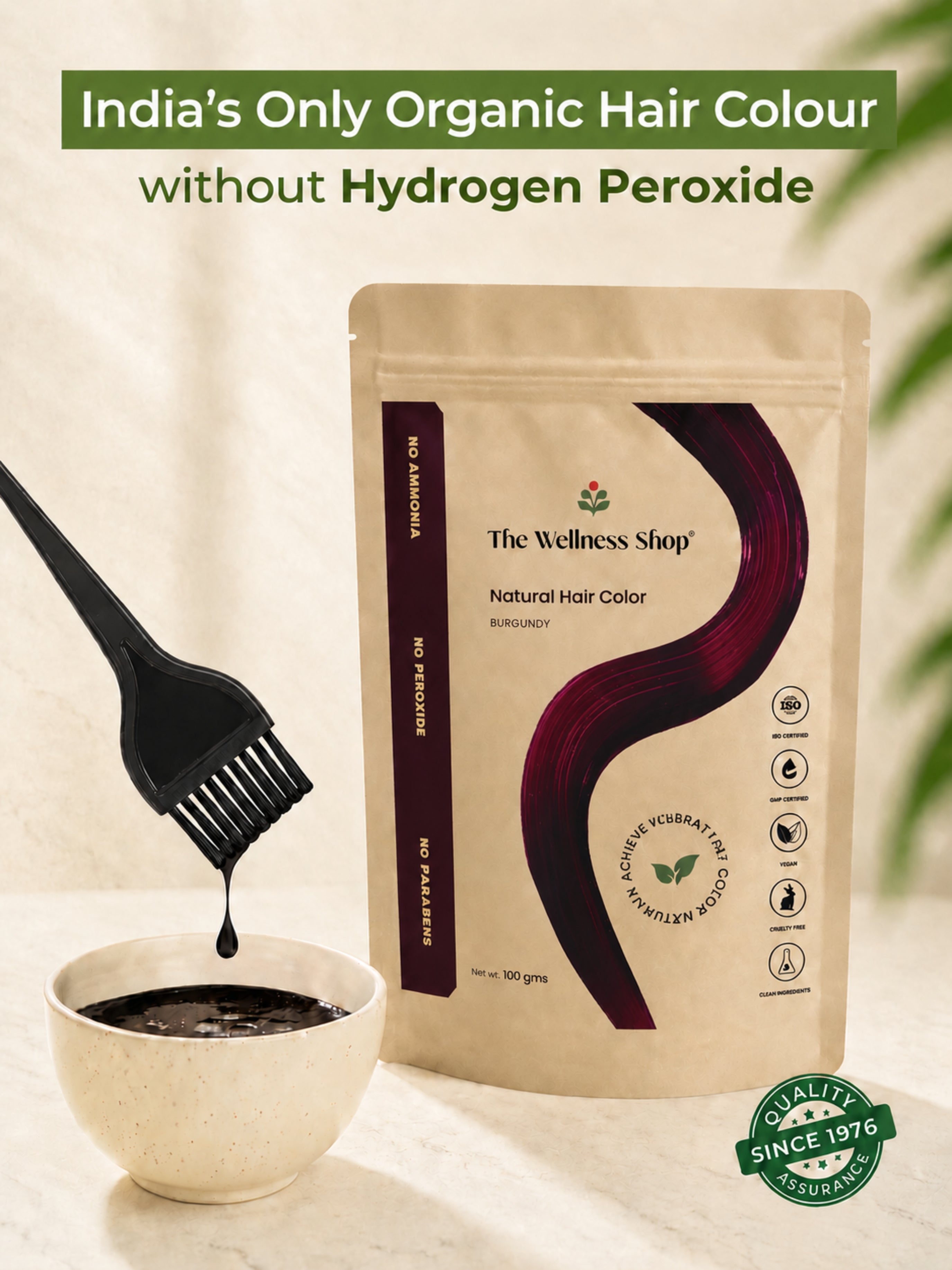 Natural Burgundy Hair Colour - 100gm(No Ammonia, Premium Quality, Lasts 3 Weeks)