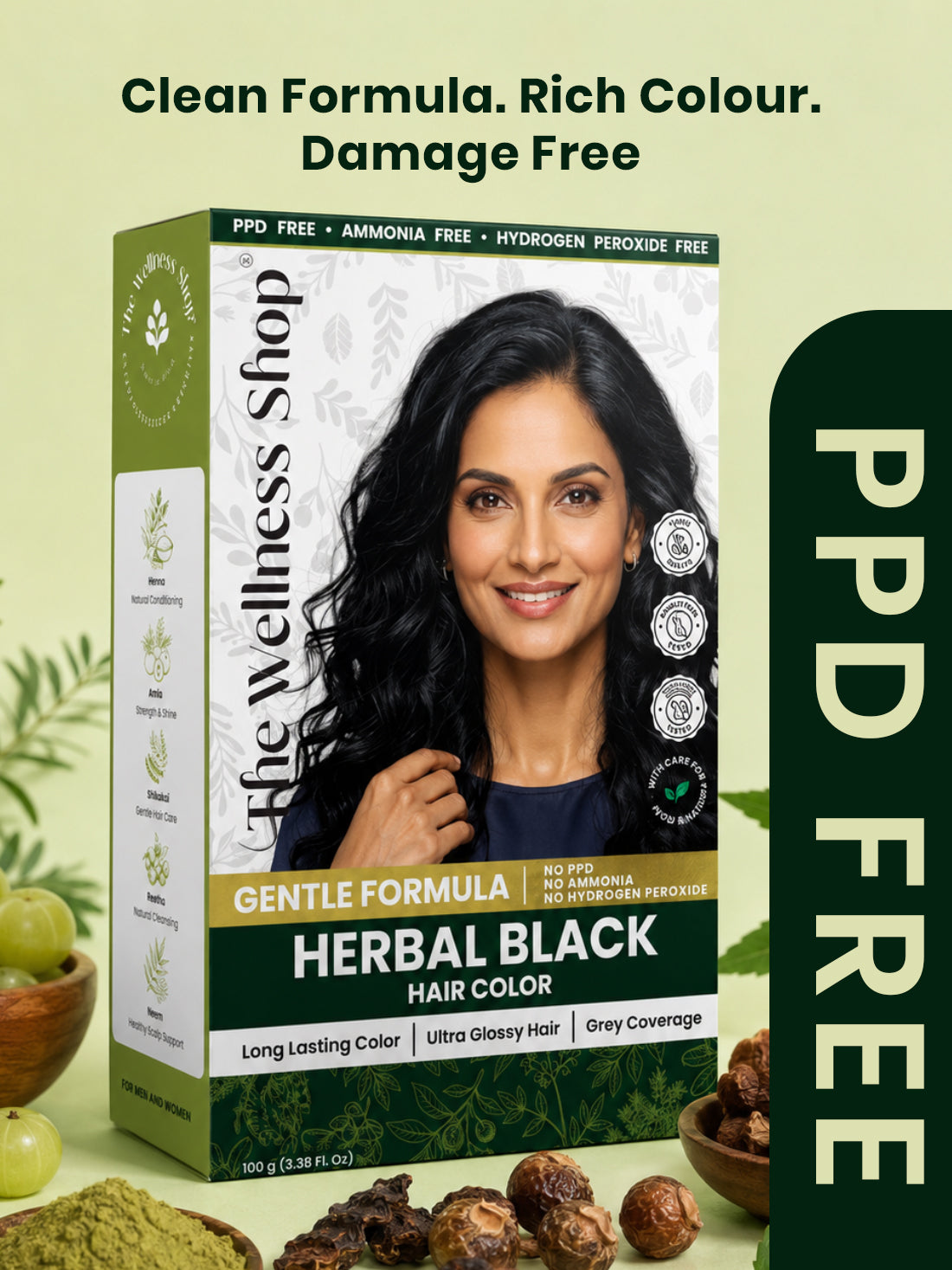 Herbal Black Hair Colour - 100gm (No PPD, No Ammonia, Premium Quality, Lasts 3 Weeks)