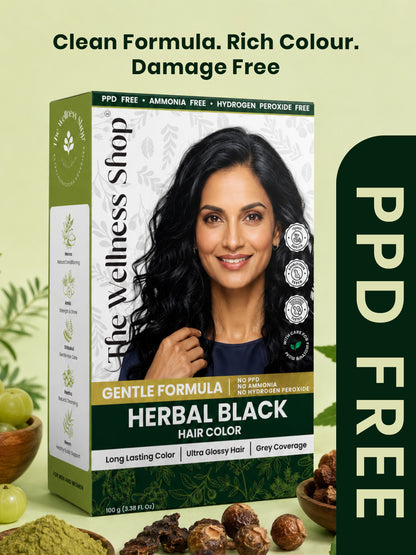 Herbal Black Hair Colour - 100gm (No PPD, No Ammonia, Premium Quality, Lasts 3 Weeks)