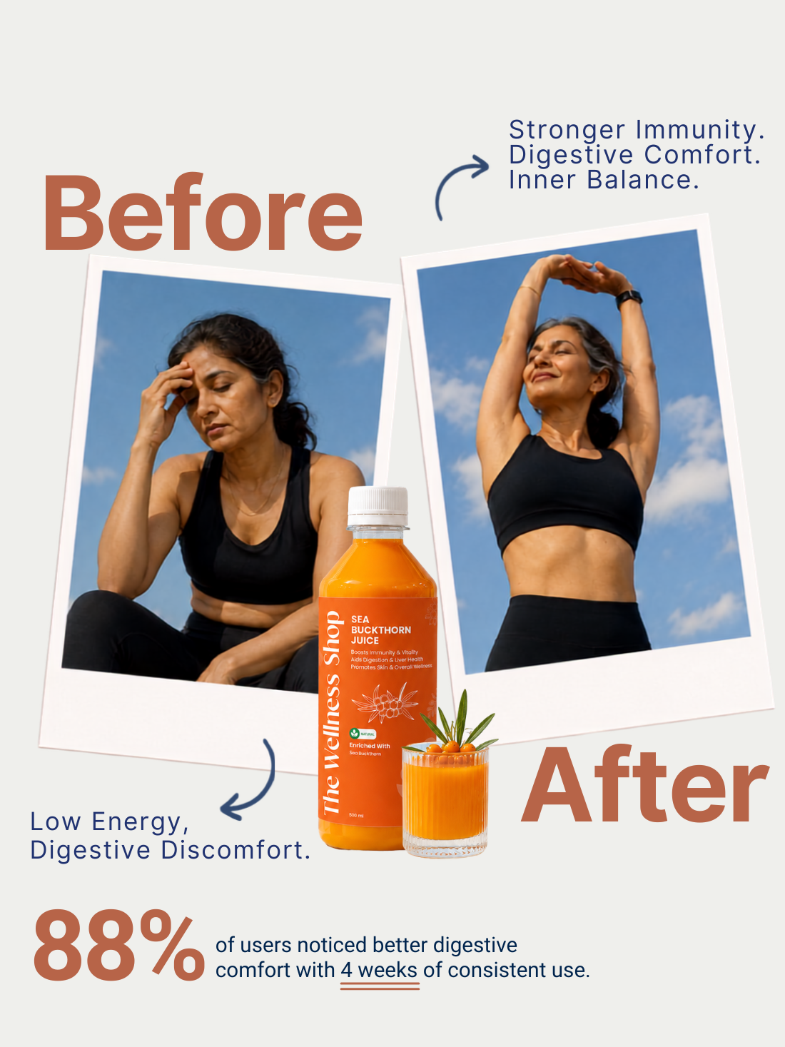 Sea Buckthorn Juice For Skin Glow, Immunity, Gut &amp; Hair Health