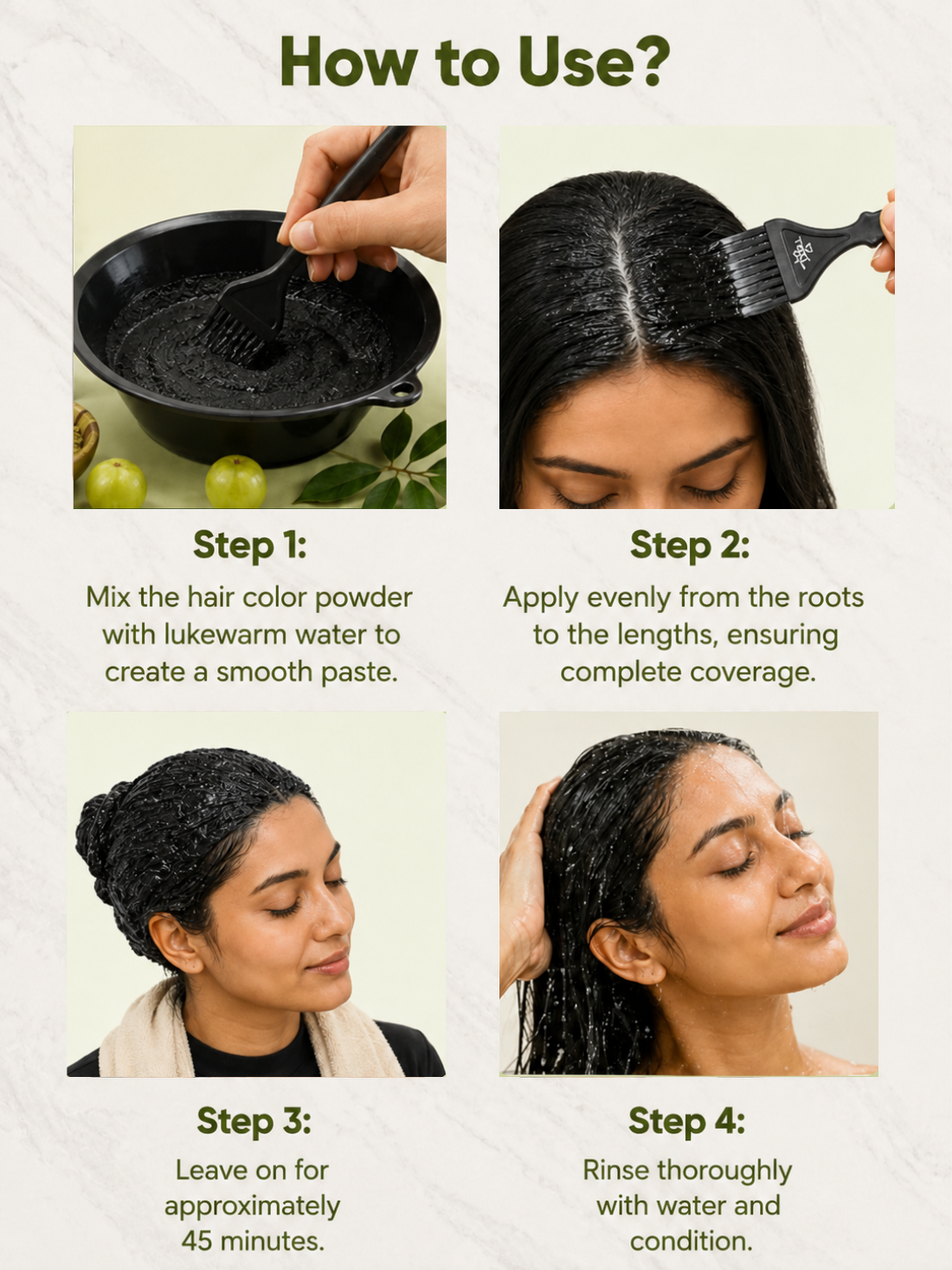 Natural Black Hair Colour - 100gm (No Ammonia, Premium Quality, Lasts 3 Weeks)