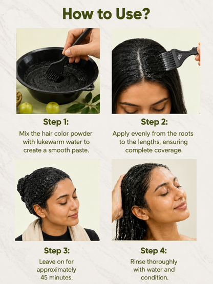 Natural Black Hair Colour - 100gm (No Ammonia, Premium Quality, Lasts 3 Weeks)