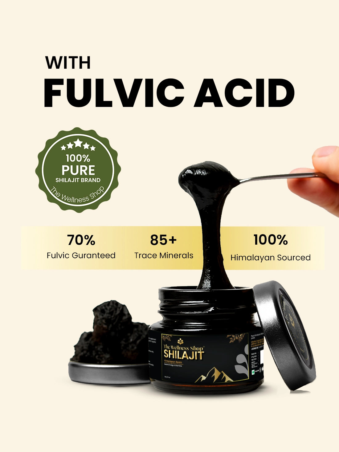 Pure Shilajit Himalayan Resin - with 75% Fulvic Acid