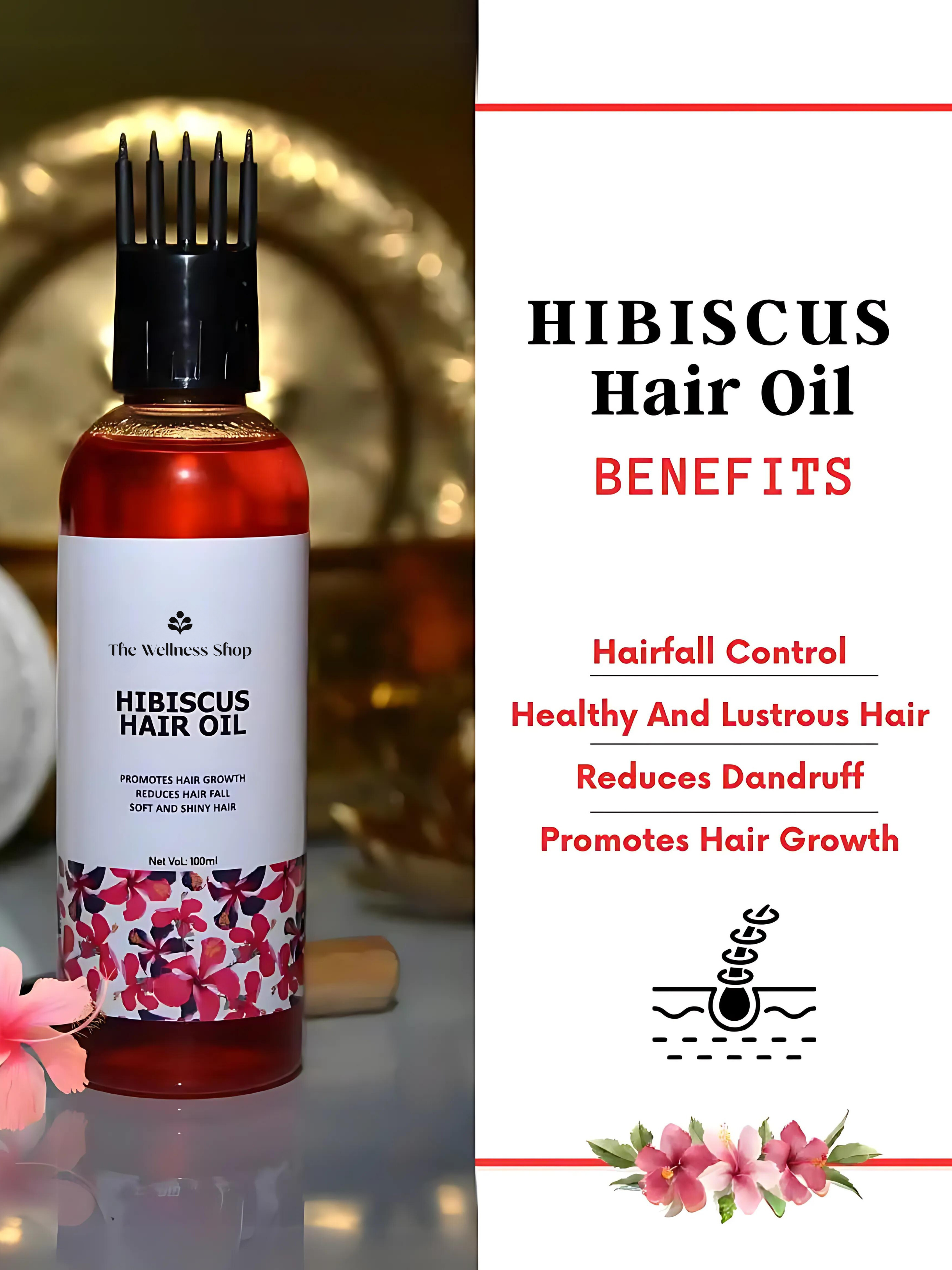 HIBISCUS HAIR OIL FOR HAIR FALL CONTROL AND REGROWTH (CONTROL HAIR FALL IN 4 WEEKS)