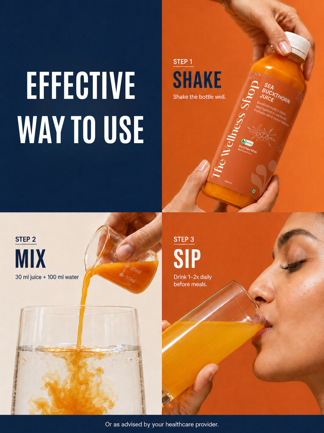 Sea Buckthorn Juice For Skin Glow, Immunity, Gut &amp; Hair Health