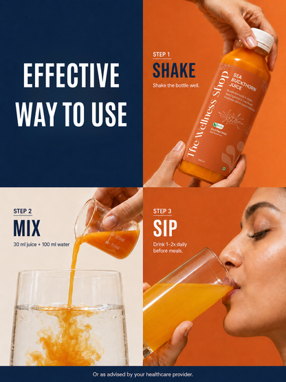 Sea Buckthorn Juice For Skin Glow, Immunity, Gut &amp; Hair Health