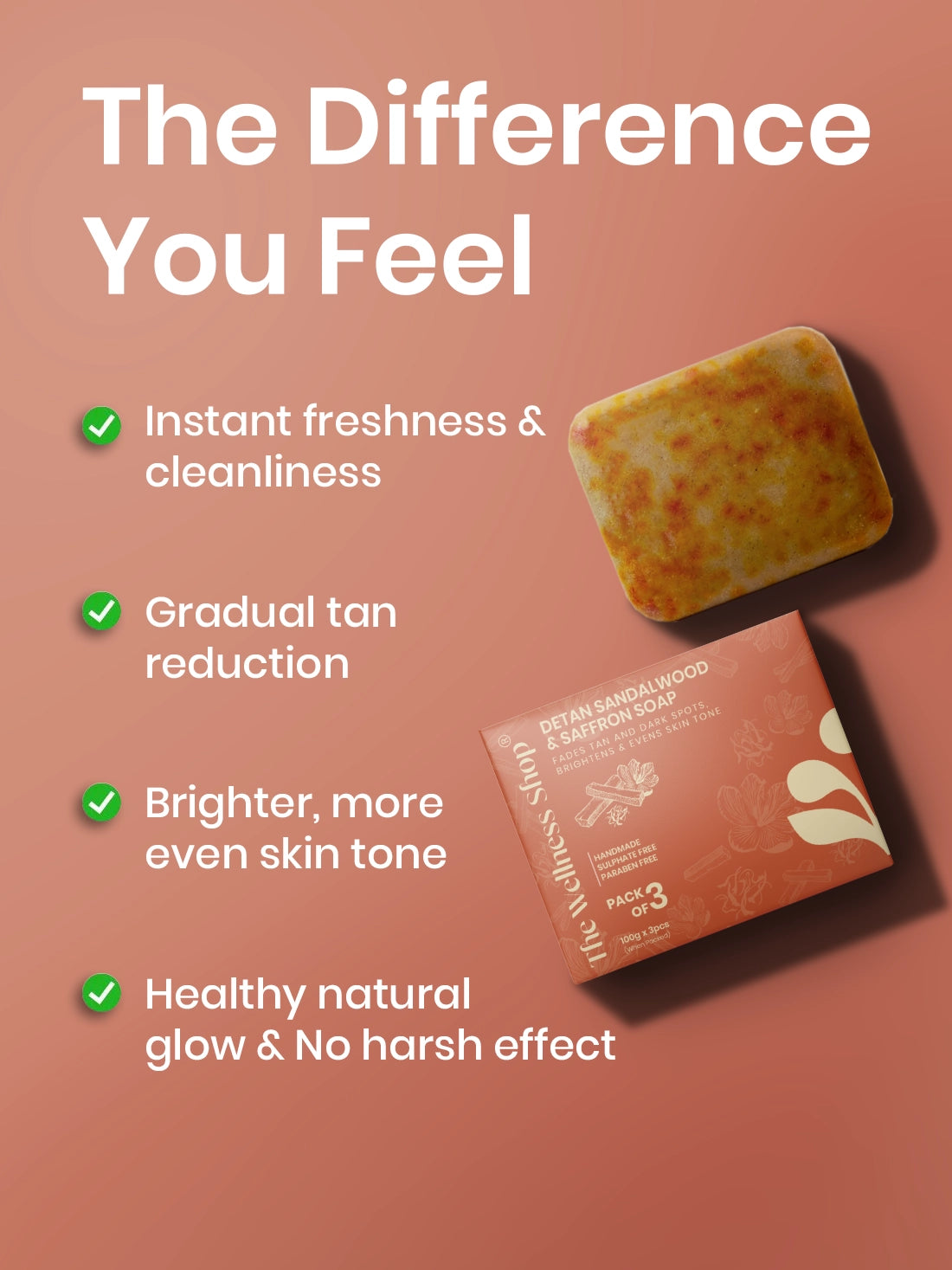 Detan Sandalwood &amp; Saffron Soap - Pack of 3