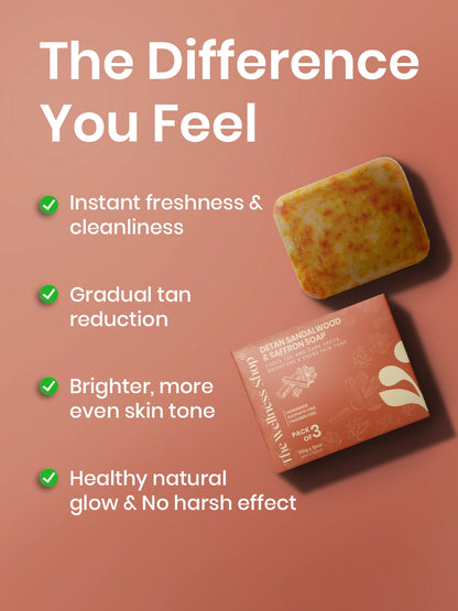 Detan Sandalwood &amp; Saffron Soap - Pack of 3