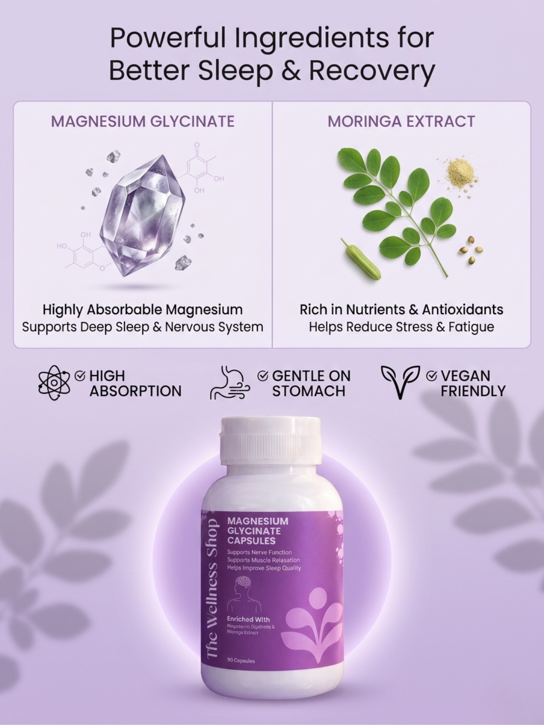 Magnesium Glycinate Capsules for Deep Sleep &amp; Calm Mind