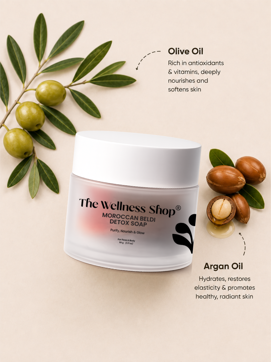 The Wellness Shop Moroccan Beldi Detox Soap for Advanced Skin Renewal &amp; Radiance