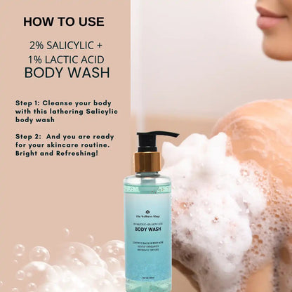 2% SALICYLIC + 1% LACTIC ACID BODY WASH (NATURALLY EXFOLIATES &amp; HYDRATES, SULPHATE AND PARABEN FREE)
