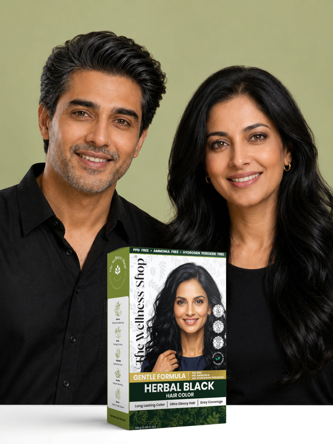 Herbal Black Hair Colour - 100gm (No PPD, No Ammonia, Premium Quality, Lasts 3 Weeks)