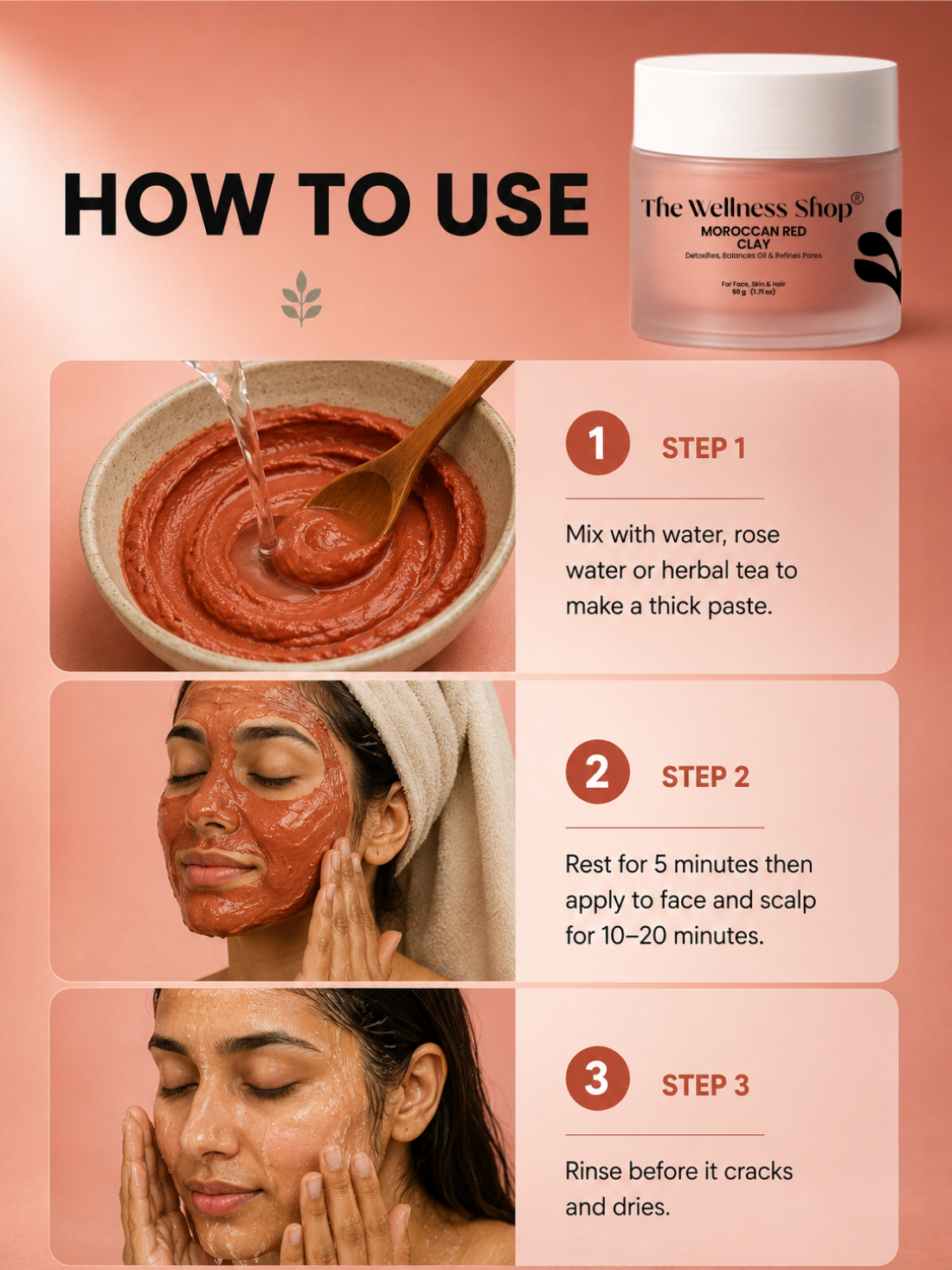 The Wellness Shop Moroccan Rhassoul Red Clay for Deep Detox &amp; Skin Renewal