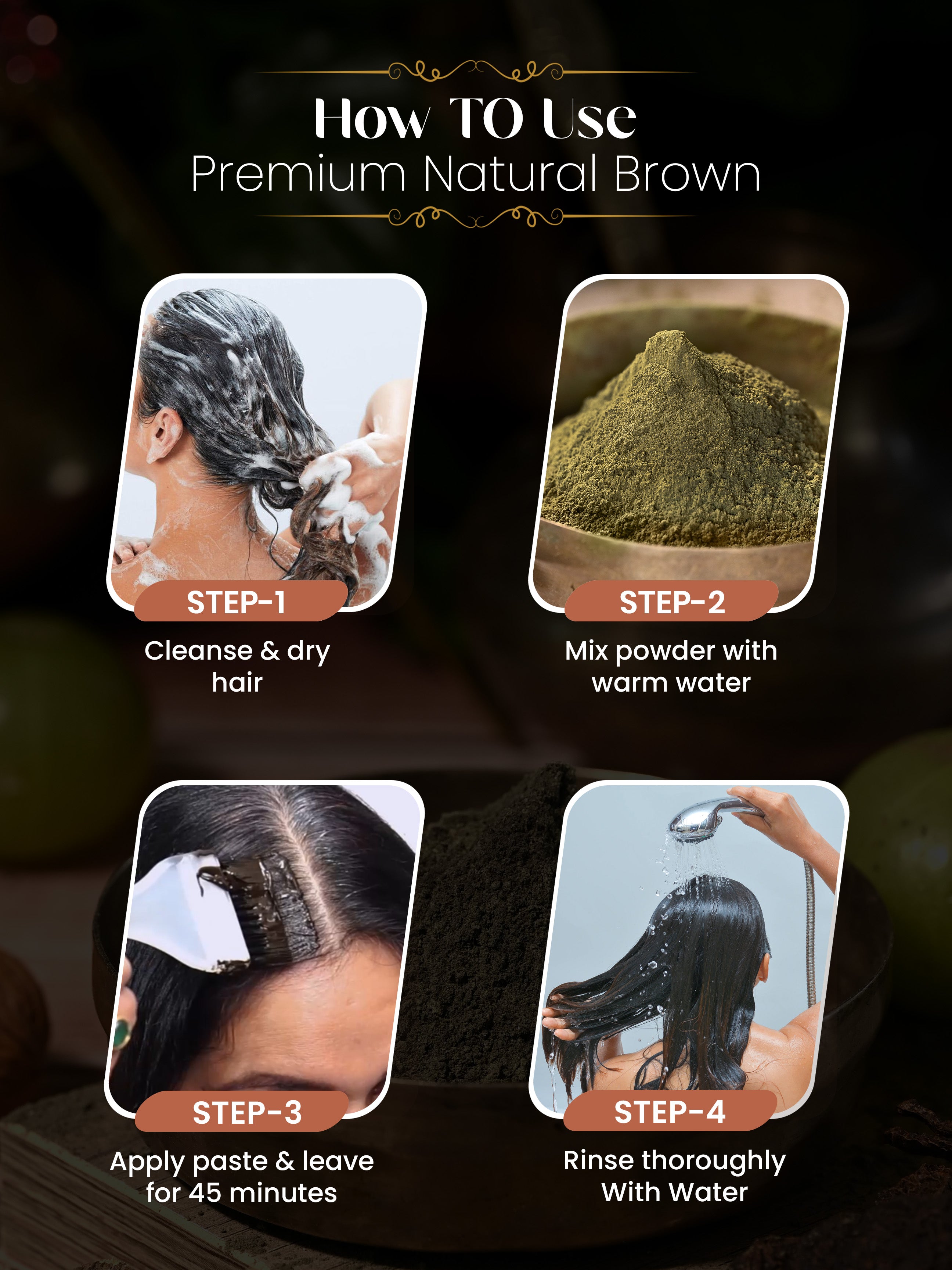 NATURAL BROWN HAIR COLOUR ( NO AMMONIA, PREMIUM QUALITY, LASTS 3 WEEKS)