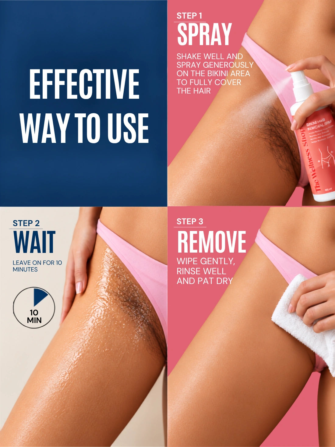 Bikini Hair Removal Spray – 10 Minute Painless Formula
