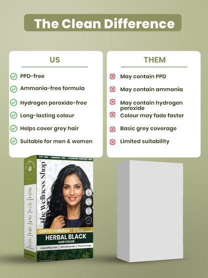 Herbal Black Hair Colour - 100gm (No PPD, No Ammonia, Premium Quality, Lasts 3 Weeks)