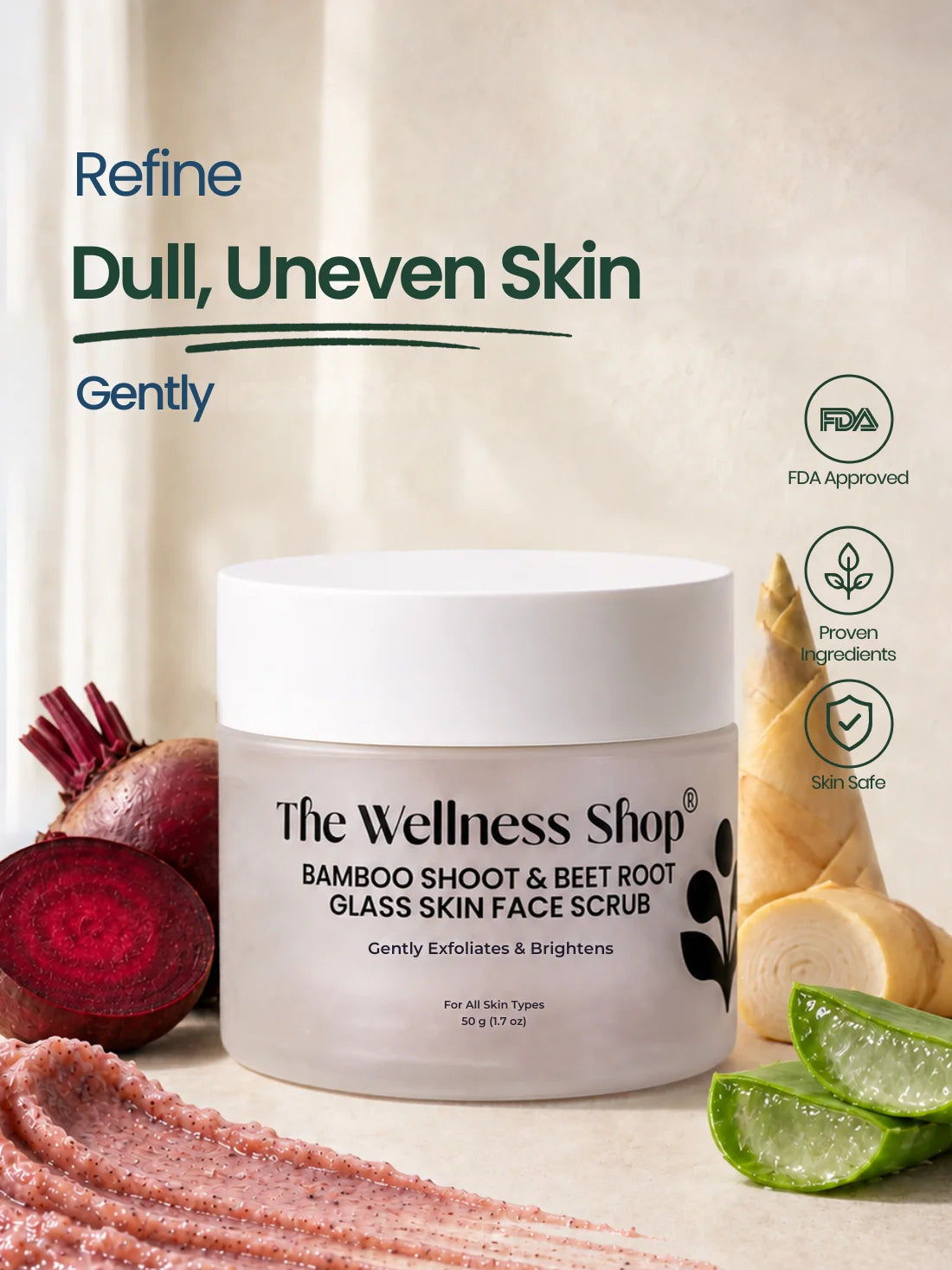 Bamboo Shoot And Beetroot Glass Skin Face Scrub