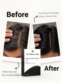 Instant Black Hair Colouring Shampoo + Conditioner - 75gm(No Paraben , No Ammonia , Lasts 3-4 Weeks)