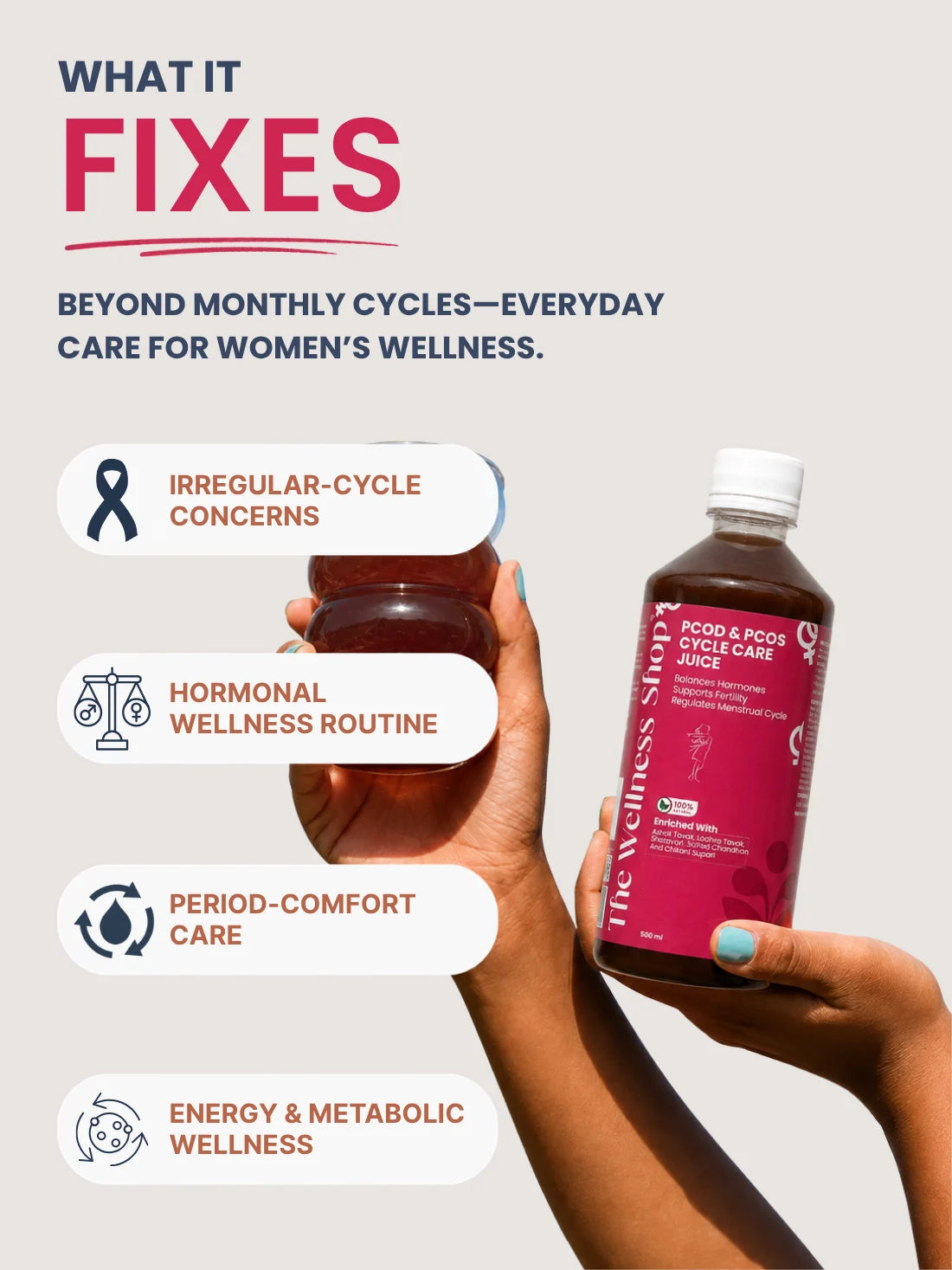 Natural PCOS &amp; PCOD Cycle Care Juice — Hormonal Balance &amp; Cycle Regulation Juice