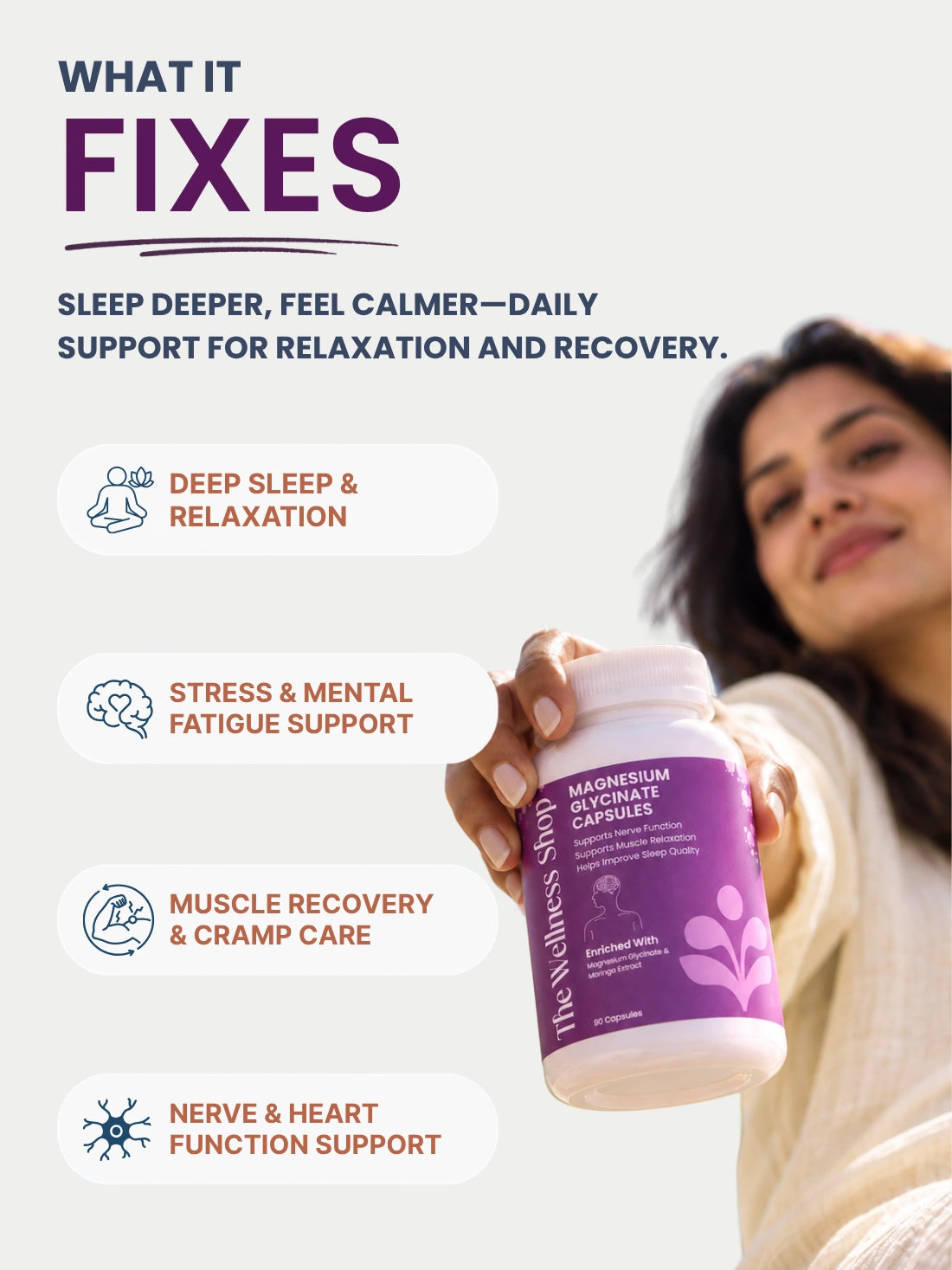 Magnesium Glycinate Capsules for Deep Sleep &amp; Calm Mind