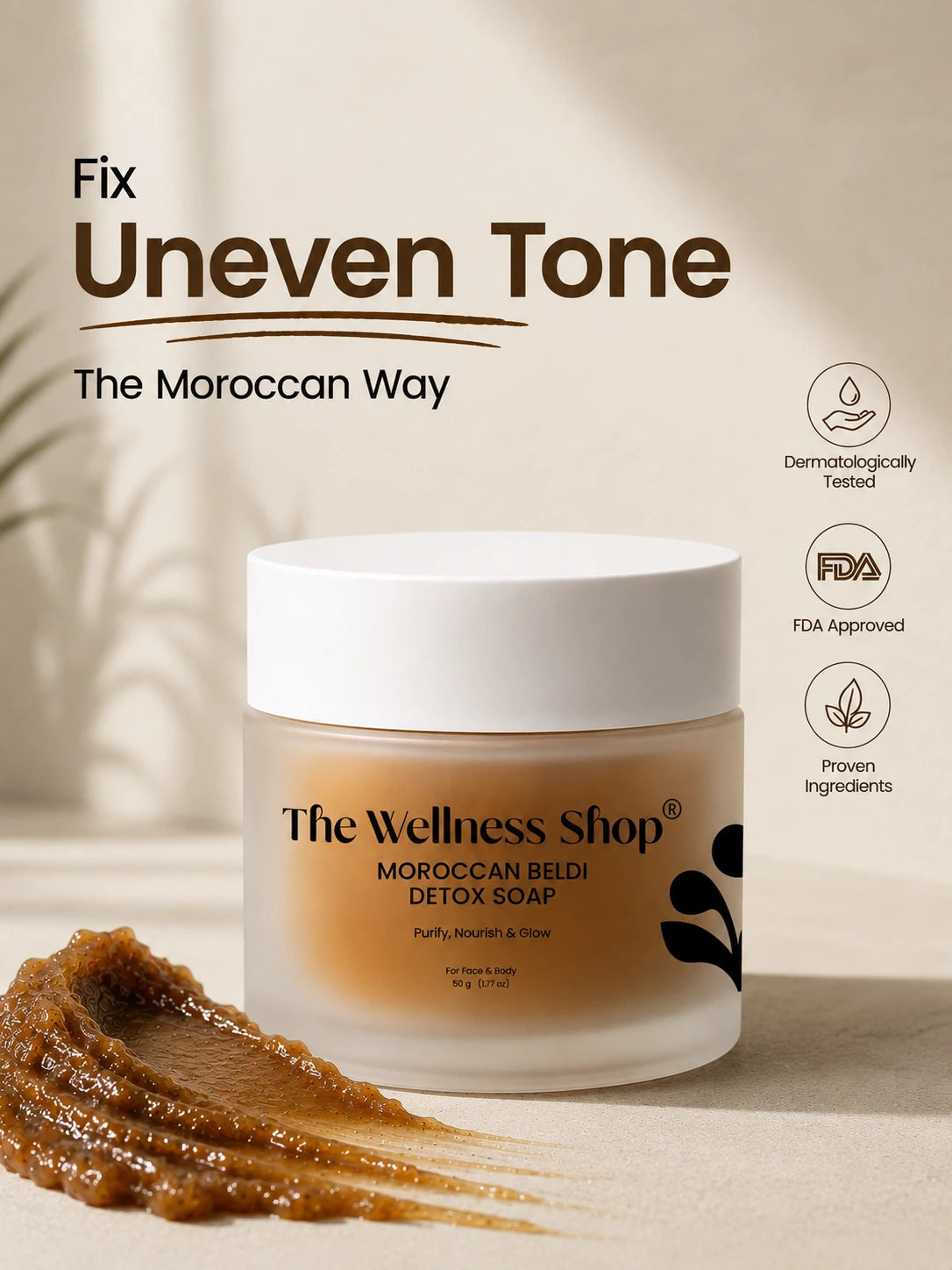 The Wellness Shop Moroccan Beldi Detox Soap for Advanced Skin Renewal &amp; Radiance