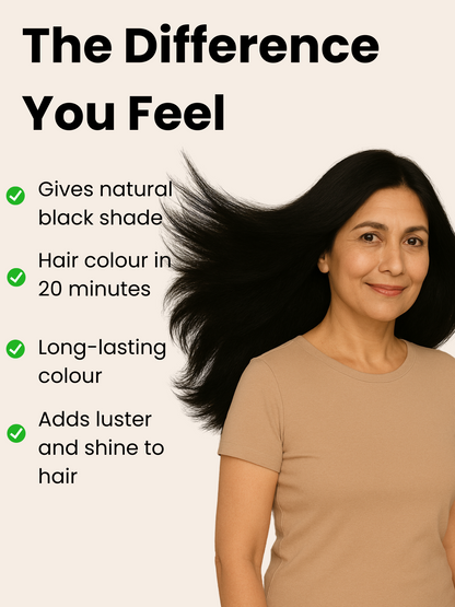 INSTANT BLACK HAIR COLORING SHAMPOO + CONDITIONER (NO PARABEN , NO AMMONIA , LASTS 3-4 WEEKS)