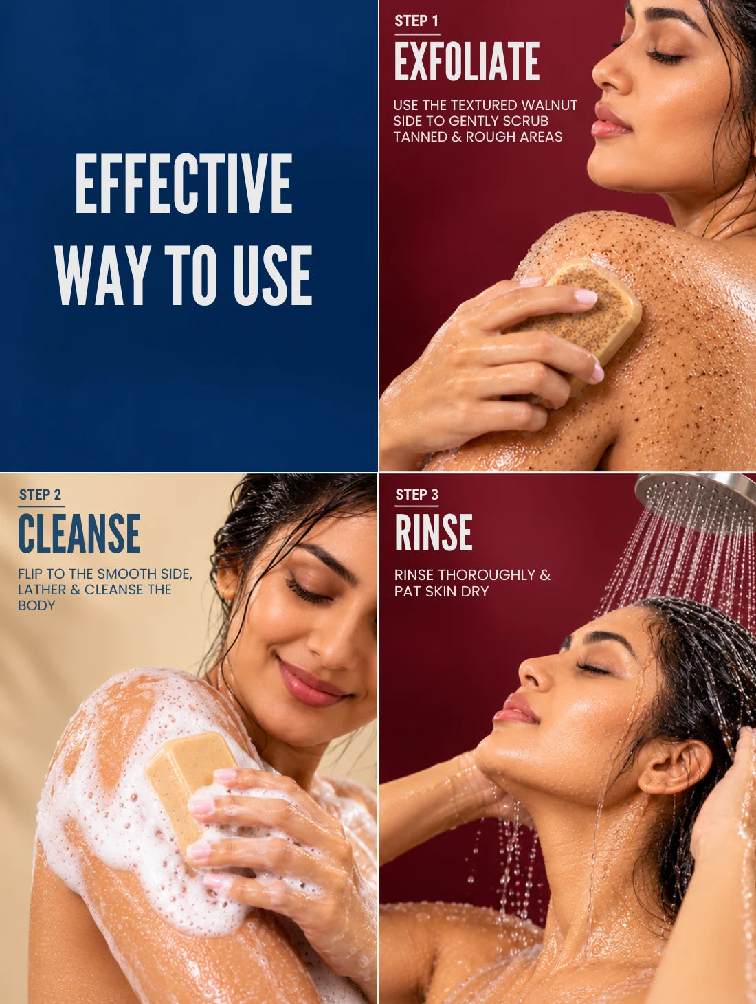 Detan Sandalwood &amp; Saffron Soap - Pack of 3 + FREE Exfoliating Glove