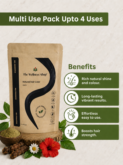 Natural Black Hair Colour - 100gm (No Ammonia, Premium Quality, Lasts 3 Weeks)
