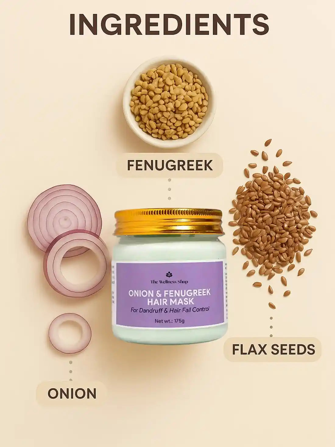 ONION &amp; FENUGREEK HAIR MASK (CONTROLS DANDRUFF &amp; HAIR FALL IN 4 WEEKS)