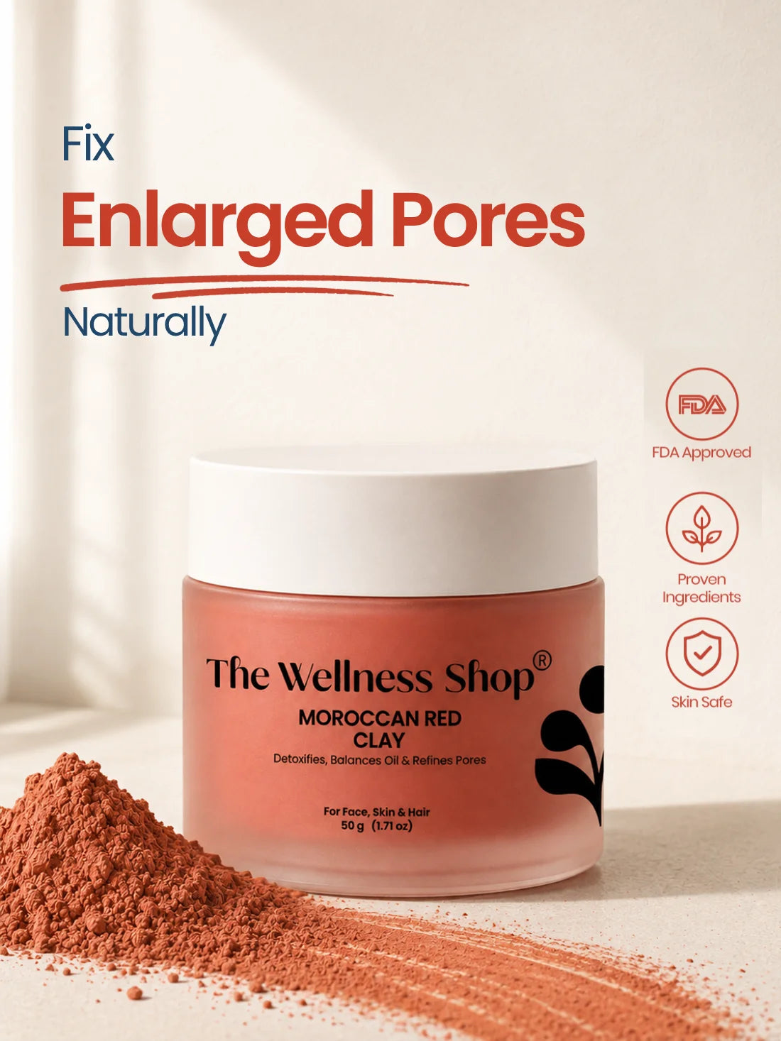 The Wellness Shop Moroccan Rhassoul Red Clay for Deep Detox &amp; Skin Renewal